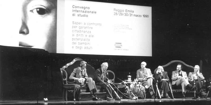 1990 Luciano Corradini, David Hawkins, Loris Malaguzzi, Paulo Freire, Andrea Canevaro, Mario Lodi.