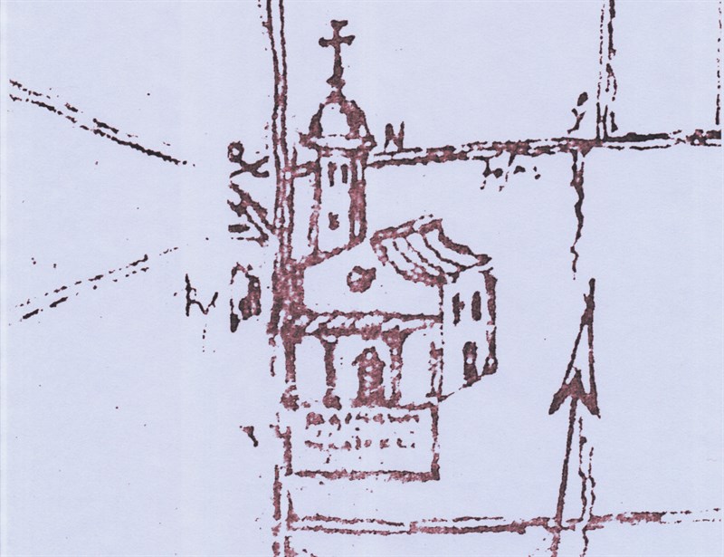 Anno 1590. Disegno della Pieve di San Giovanni Maggiore tratta dalle Carte Topografiche di Parte Guelfa  del XVI secolo,