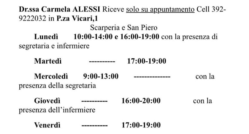 Gli orari dei medici