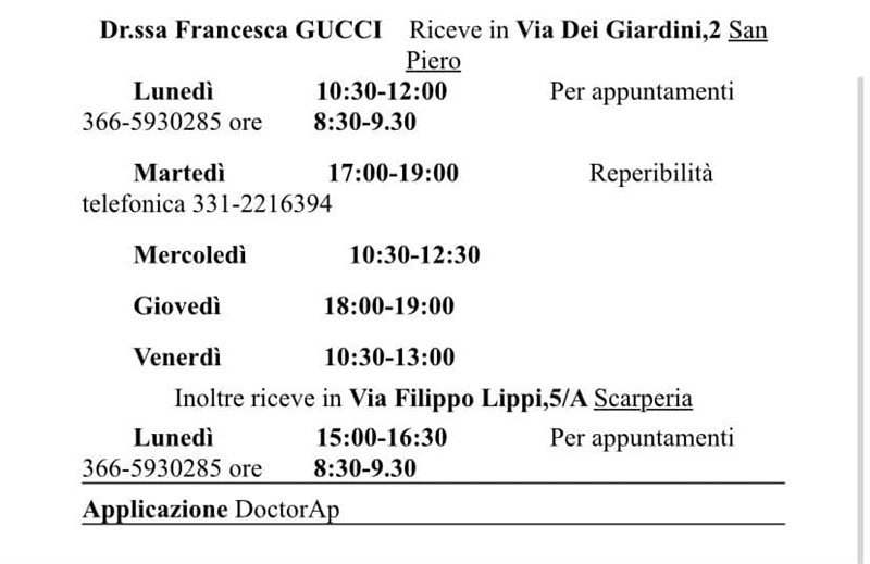 Gli orari dei medici