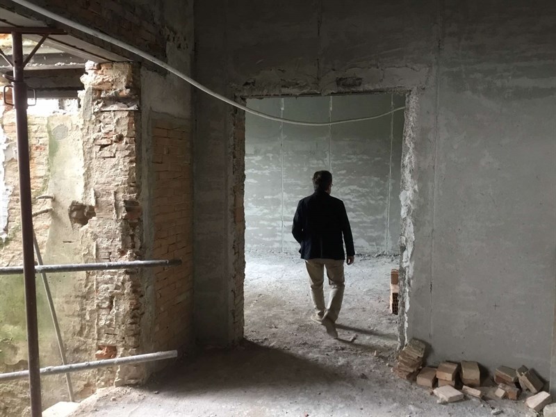 Un momento del sopralluogo al cantiere