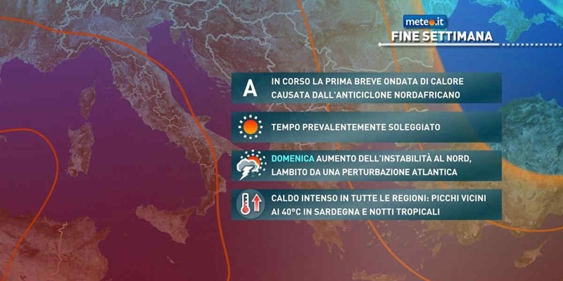Previsioni meteo per il week end