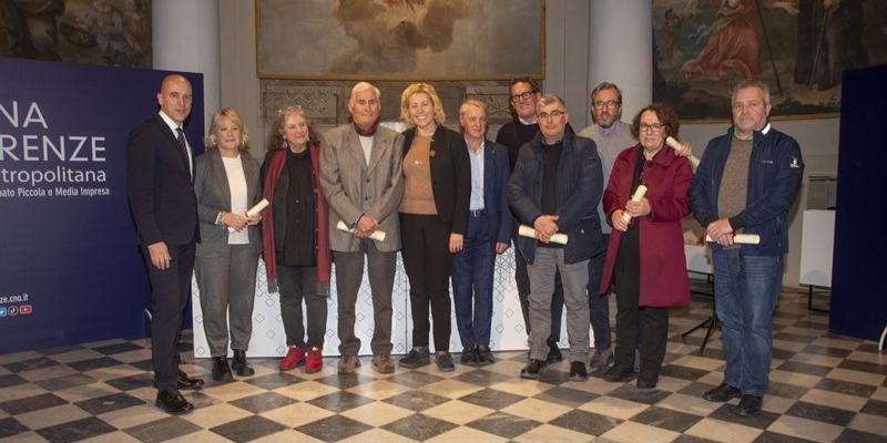 Foto di gruppo di tutti i premiati Valdarno e Valdisieve Premio Renzo Del Lungo alla Continuità d’Impresa di CNA