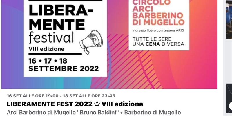 Al via domani a Barberino la nuova edizione del Liberamente Fest