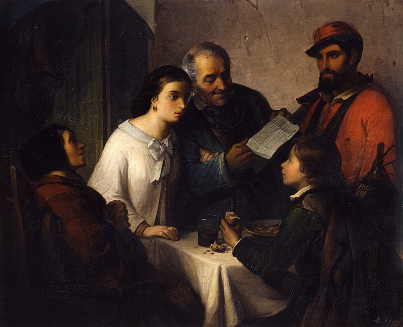 Lettera di un volontario del 1859, G. Moricci (Firenze 1806-1879). 1861, olio su tela, Palazzo Pitti, Galleria d’Arte Moderna
