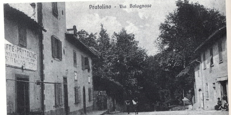 Una cartolina inedita sulla cima di Pratolino; a sinistra l’antico “Caffè Pratolino”.
