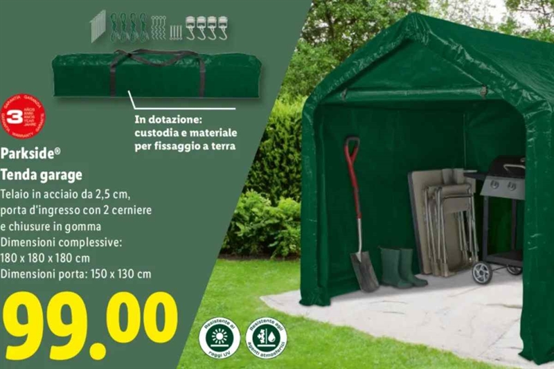 Tenda Garage da giardino Lidl: caratteristiche principali