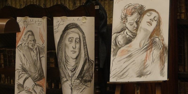 Un'immagine dei ritratti esposti durante l'evento.