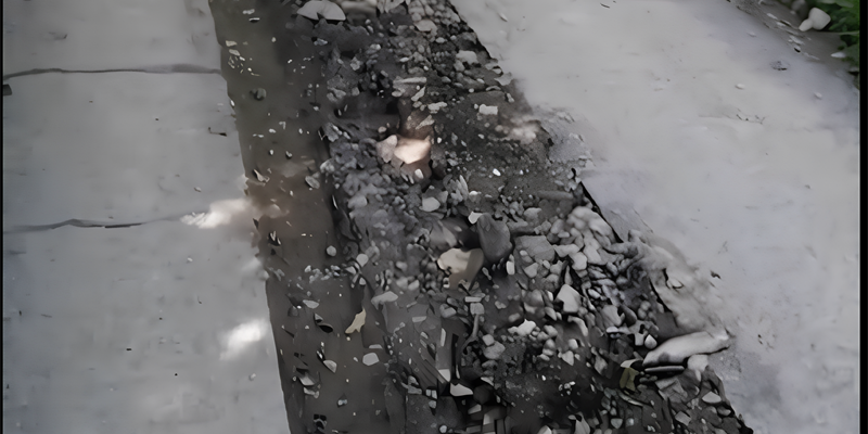 Porzione di strada distrutta