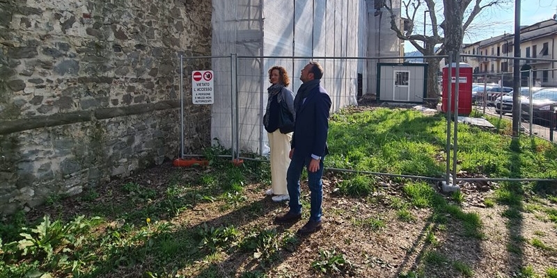 Il sindaco Bagni e l'assessore ai lavori pubblici Caporaso durante i sopralluoghi