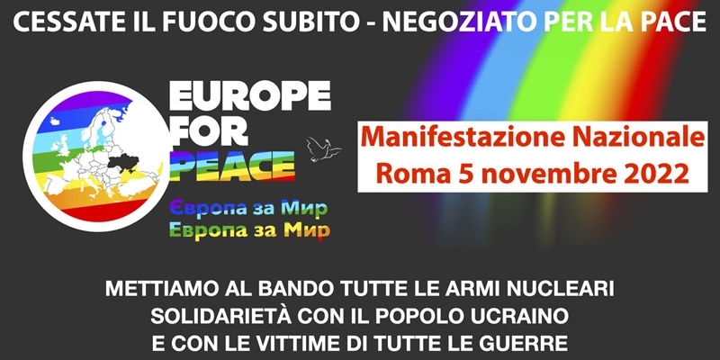 Europe for peace. A Roma il 5 novembre per la manifestazione nazionale. Pulman da Dicomano
