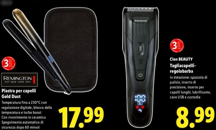 tagliabarba capelli piastra volantino lidl