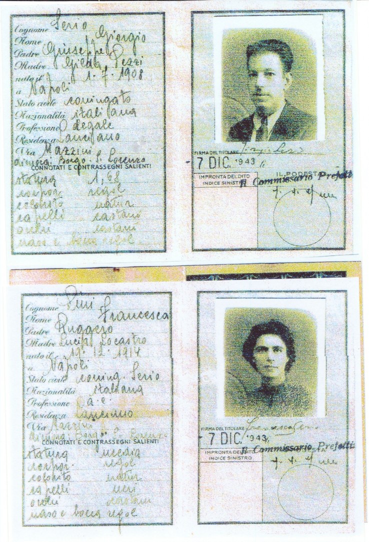 Le carte d’Identità dei coniugi Spiegel, falsificate 