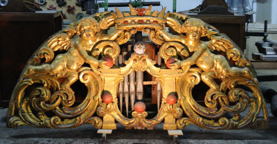 Visita nei laboratori di restauro dell'Organo Stefanini 1696