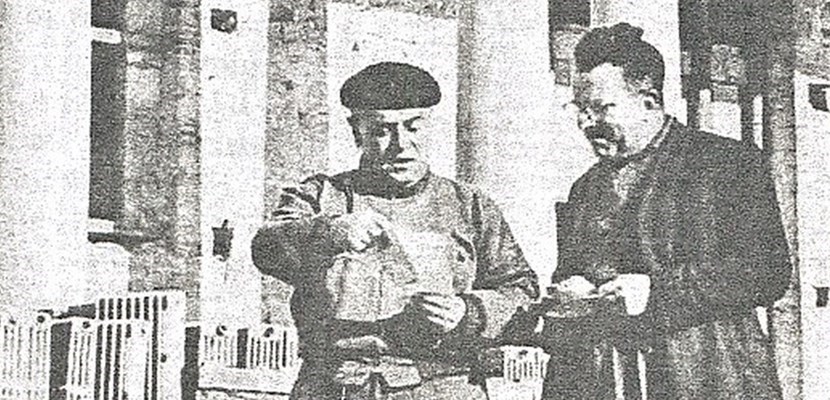 Una consunta immagine del 1953 del dott. Guglielmo Sanguinetti con ’ingegnere Angelo Lupi nel cantiere di Casa Sollievo della Sofferenza a San Giovanni Rotondo.