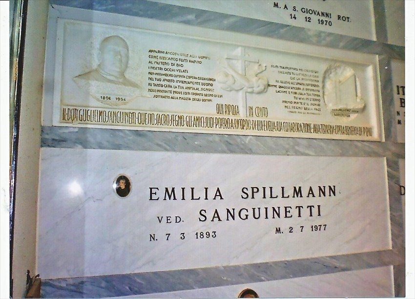 La Cappella dove riposano il dott. Guglielmo Sanguinetti e la moglie Emilia Spillmann.