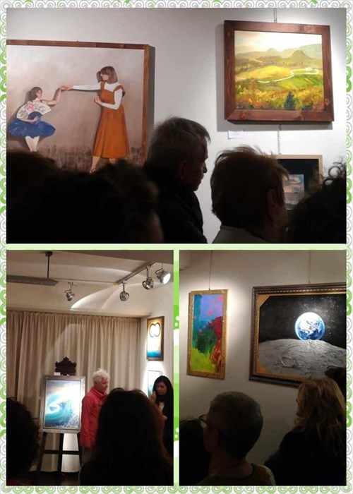 Un collage di immagini durante  l’evento artistico.