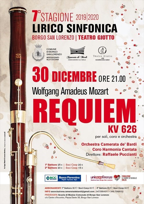 La locandina del Requiem di Mozart in “memoriam” delle vittime civili.