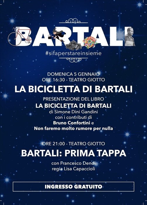 La locandina dell’evento a Vicchio di Mugello dedicato a Gino Bartali.