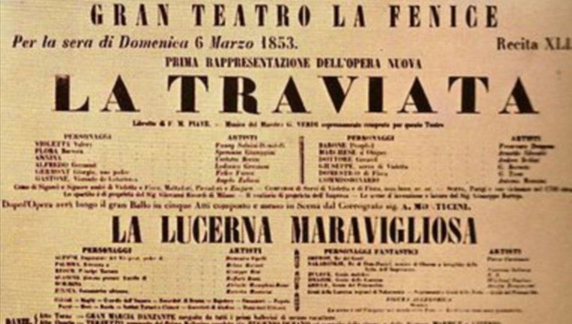 La prima locandina della Traviata di Verdi nel 1855