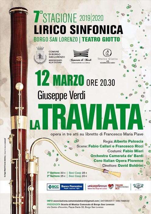 La locandina dell’Opera la Traviata  a Borgo San Lorenzo.