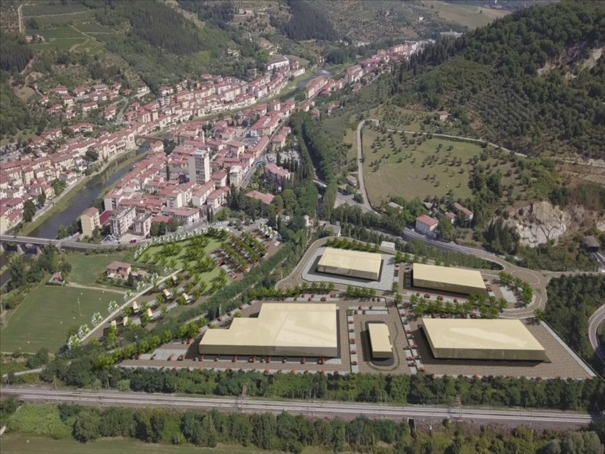 Randering del progetto di recupero della Ex Italcementi - "Pelago Retail Park"