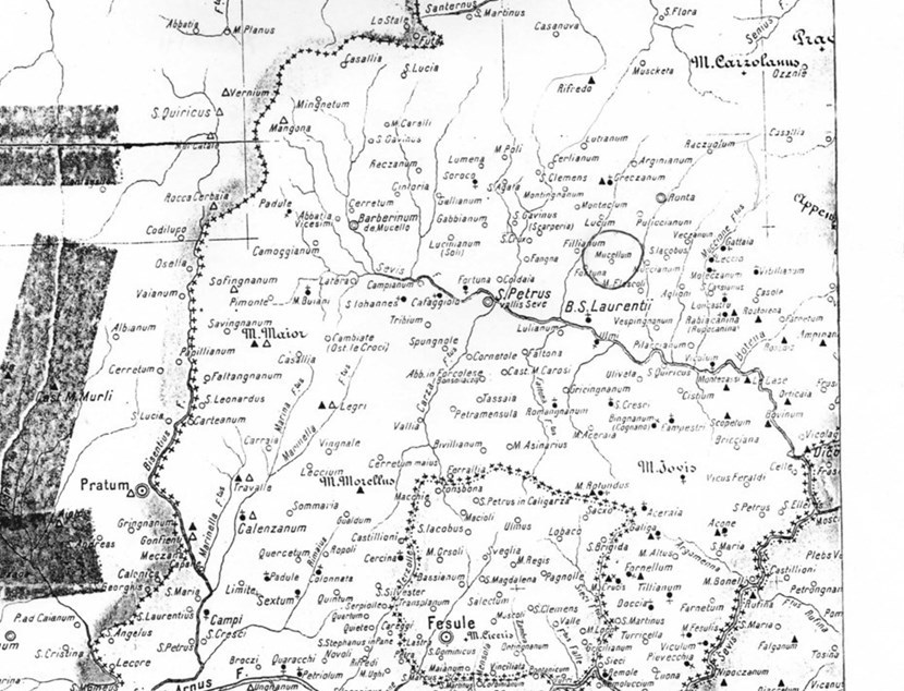 DIDASCALIA. In questa mappa del XII secolo è riportato il luogo denominato Mugello