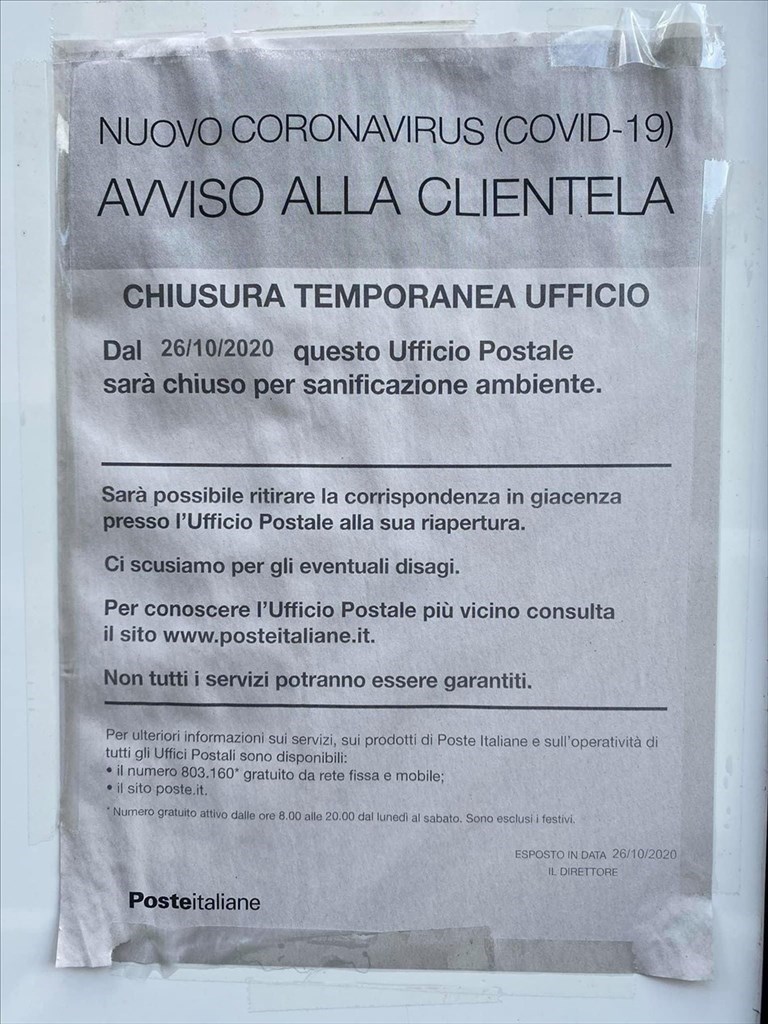 Cartello di chiusura dell’ufficio mobile