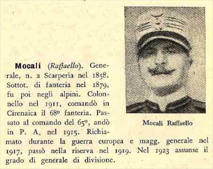Foto e breve curriculum del generale Mocali nell'Archivio Martelli
