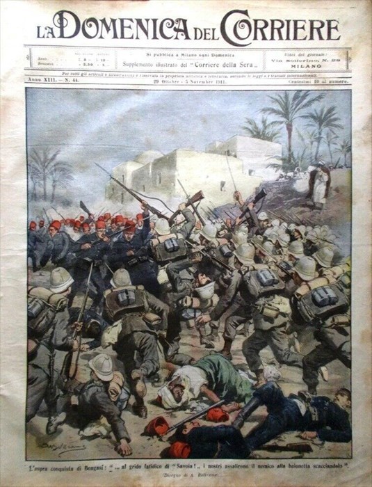 La Domenica del Corriere del 1911 enfatizza la guerra in Cirenaica