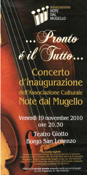 Grande concerto d'apertura al Giotto per l'associazione Note dal Mugello