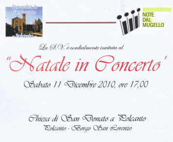 Sabato 11 concerto natalizio nella chiesa di Polcanto