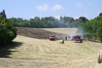 Ronta. Brucia un campo di fieno. Paura per le case vicine. Le foto...