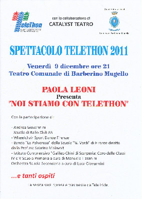 Venerdì 9 al Corsini Noi stiamo con Telethon