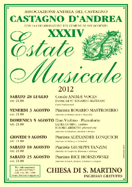 Torna l'Estate Musicale di Castagno D'Andrea, giunta alla sua trentaquattresima edizione