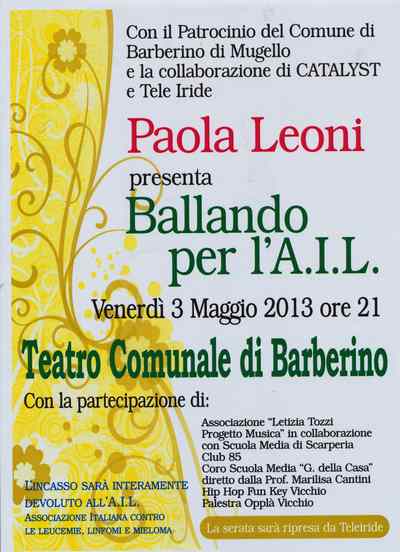 Barberino. Venerdì 3 maggio 'Ballando con l'A.i.l. Info...