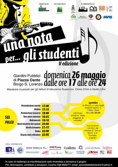 Maratona musicale a Borgo. Domenica 26 torna 'Una nota Per...'