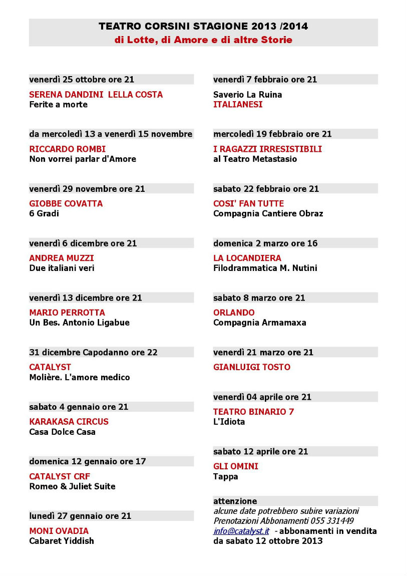 Barberino. Serena Dandini apre la stagione del Teatro Corsini, info...