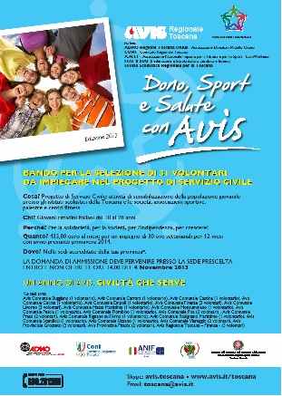 Servizio Civile. In Toscana 31 posti con Avis: 'Portare il dono nello sport e a scuola'