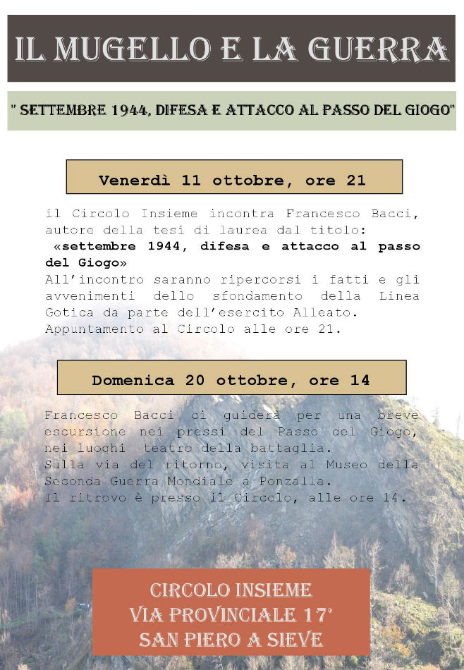 1944, Difesa e Attacco al Giogo. Presentazione di tesi a San Piero...