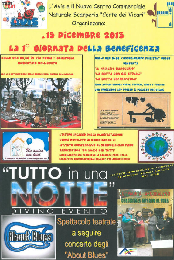 Scarperia. Domenica 15 prima edizione della Giornata della Beneficenza.