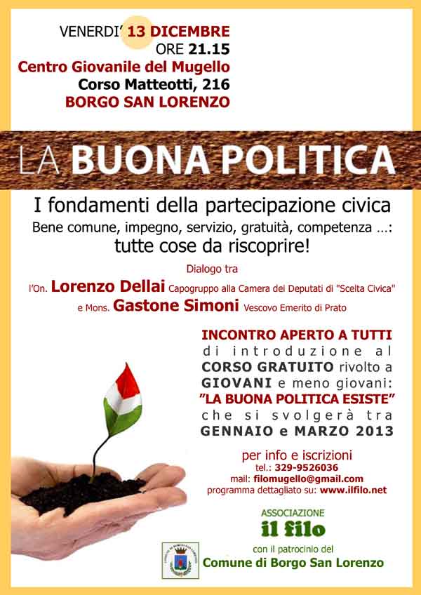 Il Filo. Corso di formazione su buona politica partecipazione civica. Info...