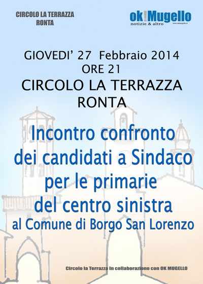 Confronto tra i candidati. Organizzano La Terrazza e OK!Mugello