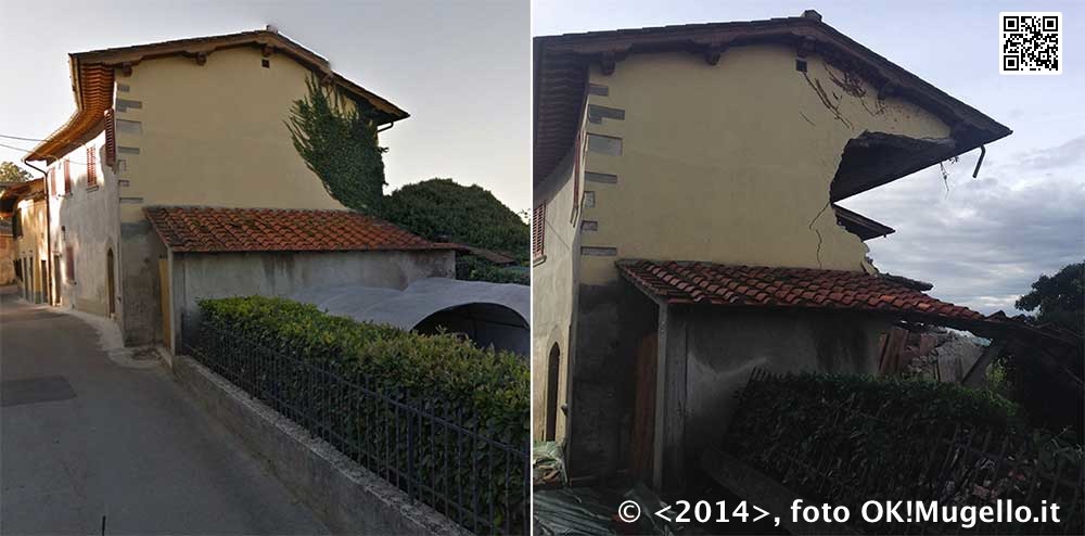 Panicaglia prima e dopo la frana. Immagini a confronto