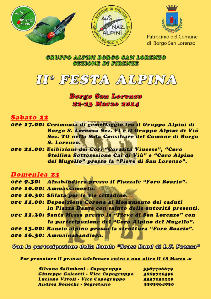 Borgo. Domenica 23 marzo la seconda festa degli alpini
