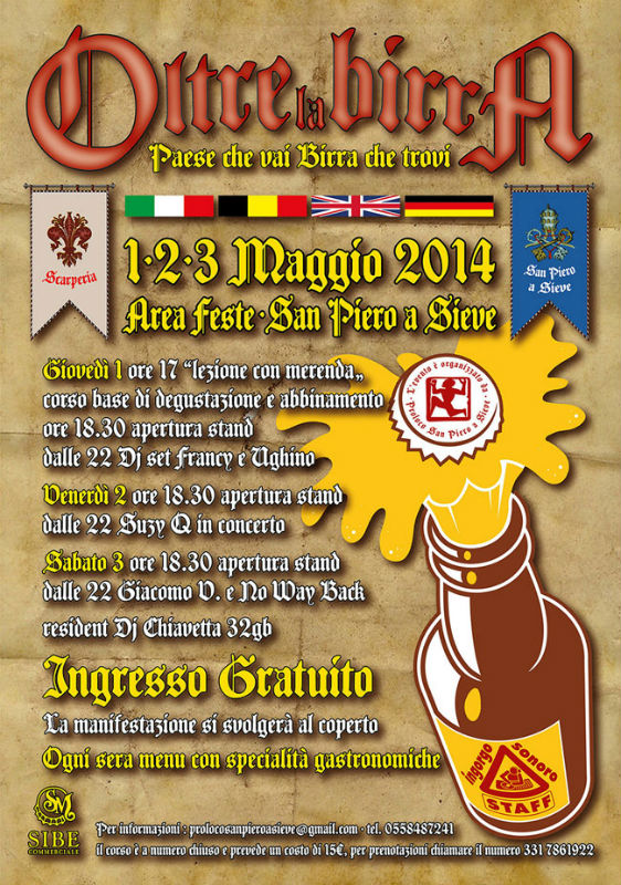 San Piero. Dall'1 al 3 maggio 'Oltre la birra' all'area feste. Info...