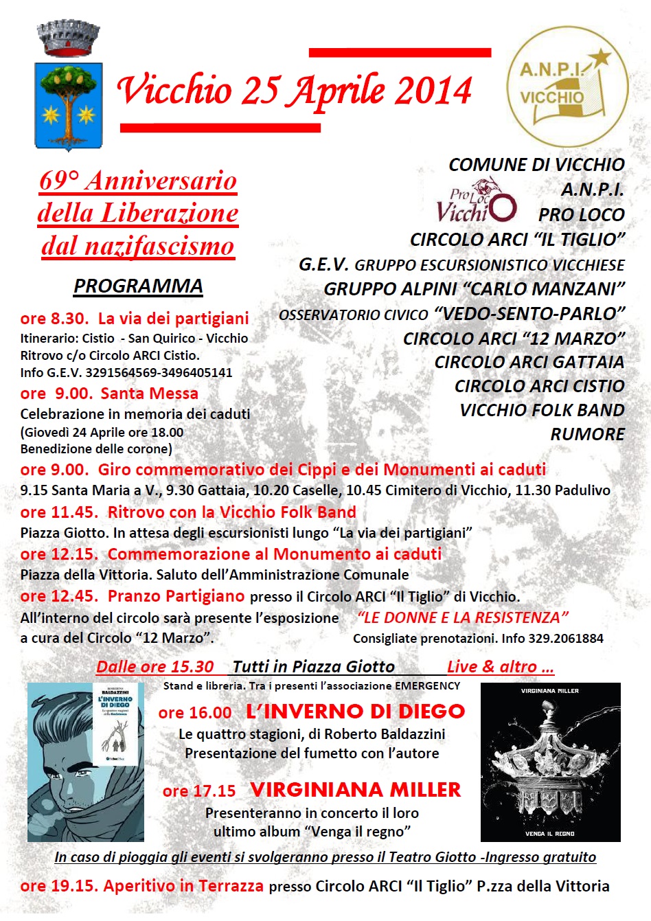 Vicchio. 25 aprile: il programma delle manifestazioni