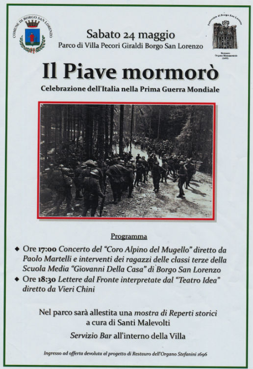 Il Piave Mormorò... Sabato 24 evento commemorazione a Villa Pecori