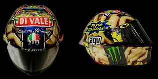 Il casco di Valentino Rossi per il Mugello 2014. Foto