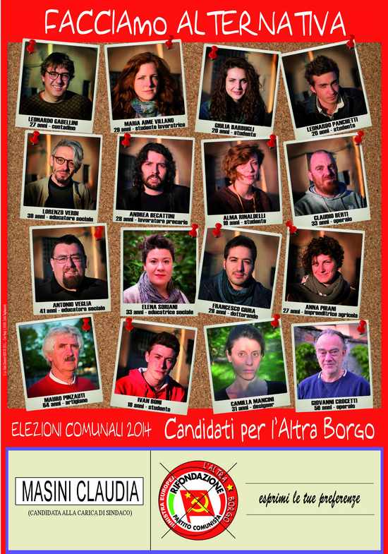 L'altra Borgo. Sabato 10 Rifondazione si presenta. Tutti i nomi...